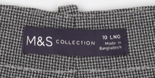 Marks and Spencer Women Grey Check Tall Size 10 Dress Pants Stretch