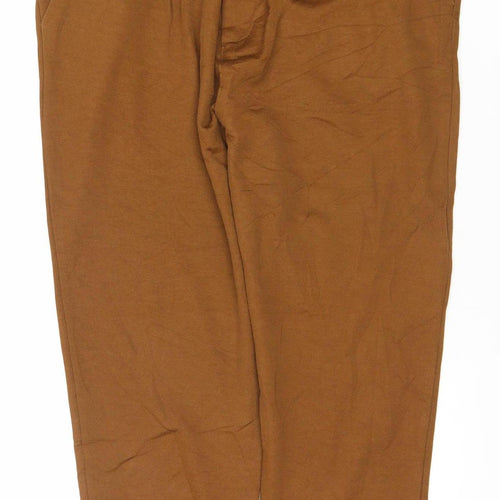 Zara Women’s Brown Linen Blend Tapered Chino Trousers L