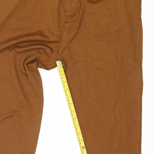 Zara Women’s Brown Linen Blend Tapered Chino Trousers L