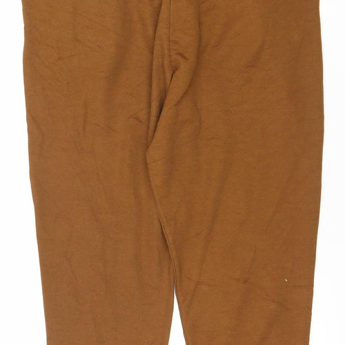 Zara Women’s Brown Linen Blend Tapered Chino Trousers L
