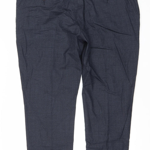 Marks and Spencer Men's Blue Check Wool Dress Pants 42W 29L Regular Fit