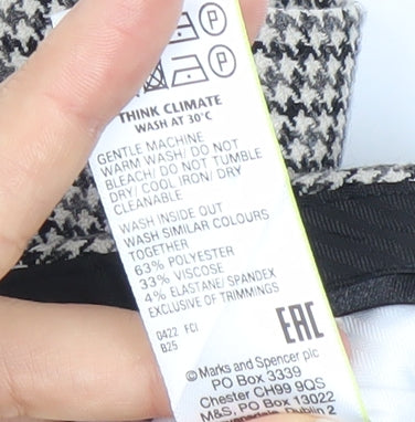 Marks and Spencer Women’s Black Check Wide-Leg Trousers Size 20 Plus