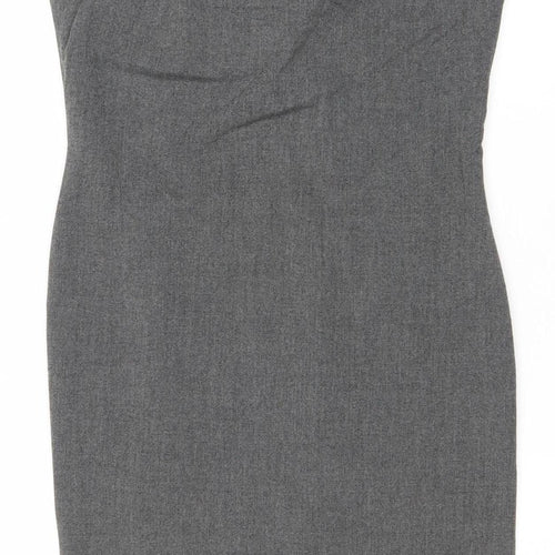 Rue Blanche Women’s Grey Wool Sheath Dress Size 2 Sleeveless Knee Length