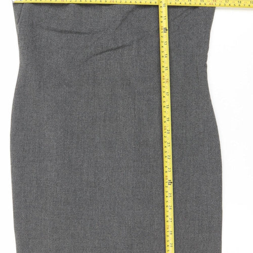 Rue Blanche Women’s Grey Wool Sheath Dress Size 2 Sleeveless Knee Length