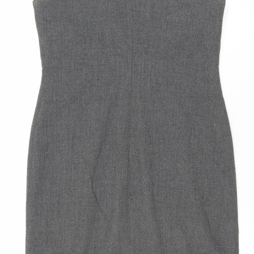Rue Blanche Women’s Grey Wool Sheath Dress Size 2 Sleeveless Knee Length