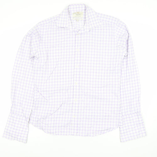 Hawes & Curtis Men's Purple Check Slim Fit Dress Shirt 15in