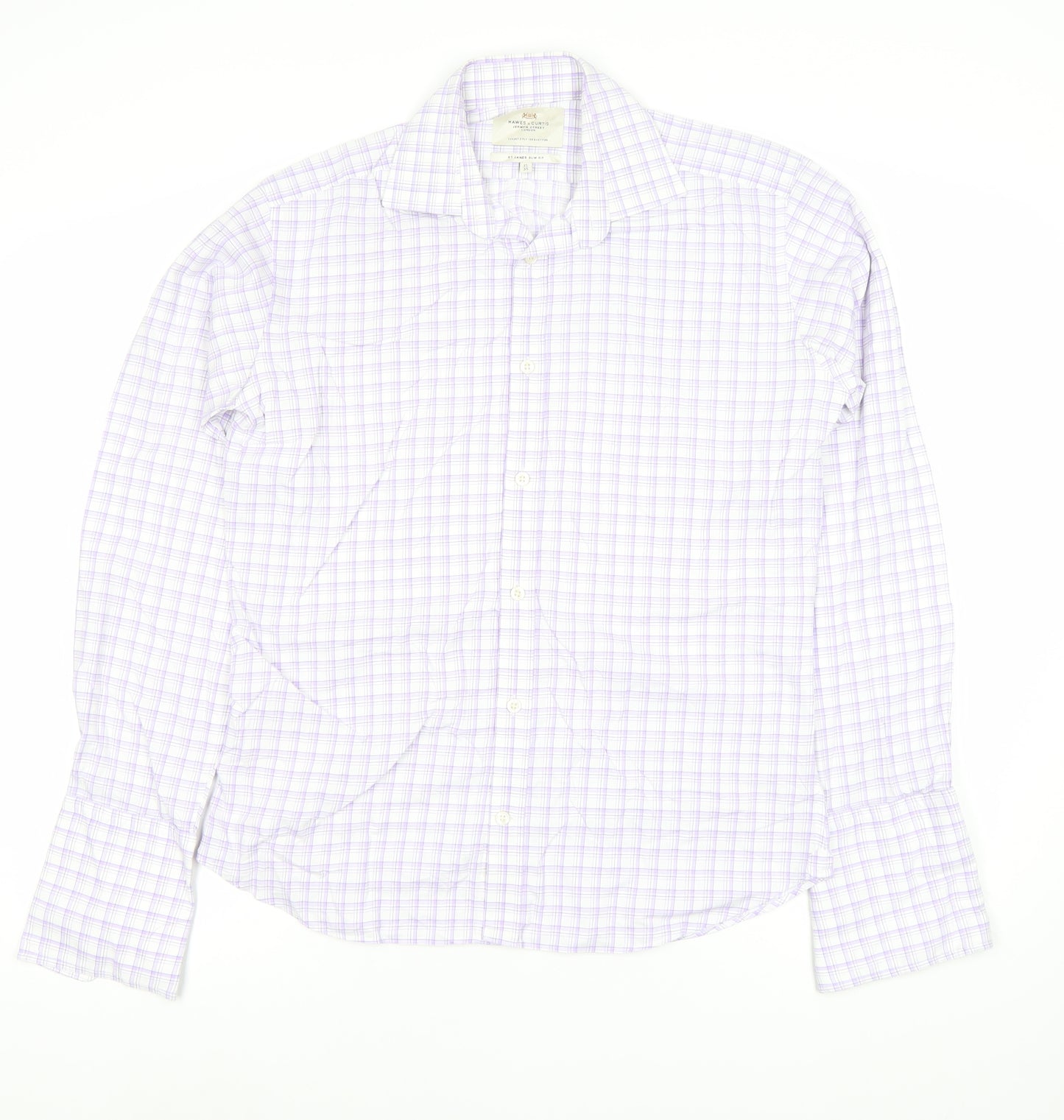 Hawes & Curtis Men's Purple Check Slim Fit Dress Shirt 15in