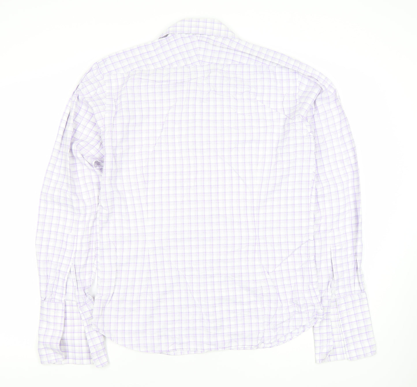 Hawes & Curtis Men's Purple Check Slim Fit Dress Shirt 15in