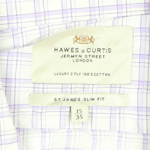 Hawes & Curtis Men's Purple Check Slim Fit Dress Shirt 15in