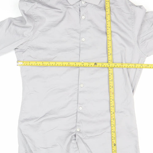 DKNY Men’s Grey Slim Fit Long Sleeve Formal Dress Shirt L 41cm
