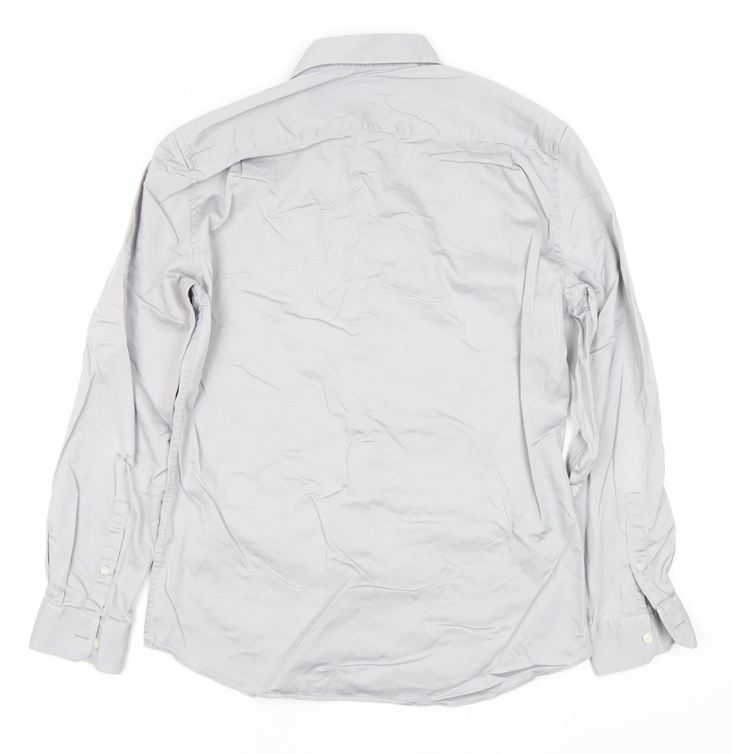 DKNY Men’s Grey Slim Fit Long Sleeve Formal Dress Shirt L 41cm