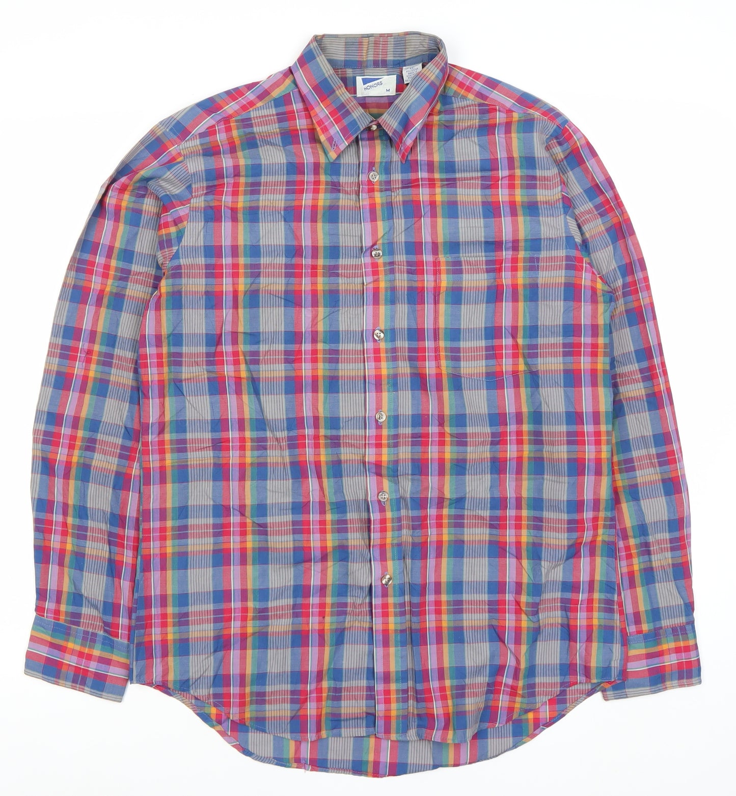 Honors Men's Multicoloured Plaid Long Sleeve Cotton Blend Dress Shirt M