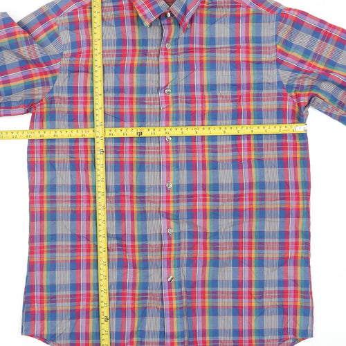 Honors Men's Multicoloured Plaid Long Sleeve Cotton Blend Dress Shirt M