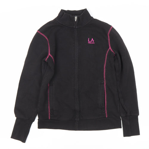 LA Gear Girls Black Full Zip Fleece Sweatshirt 11-12 Years High Neck