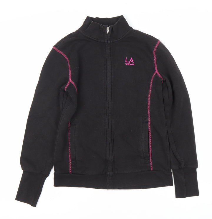 LA Gear Girls Black Full Zip Fleece Sweatshirt 11-12 Years High Neck