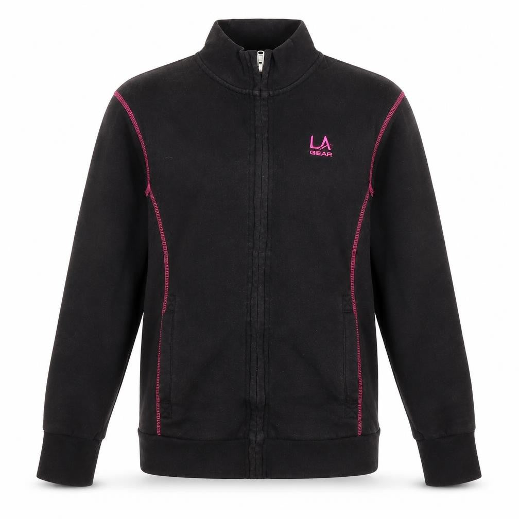 LA Gear Girls Black Full Zip Fleece Sweatshirt 11-12 Years High Neck