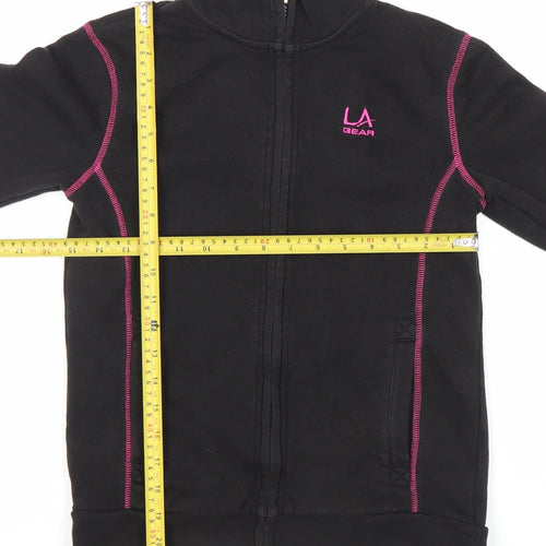 LA Gear Girls Black Full Zip Fleece Sweatshirt 11-12 Years High Neck