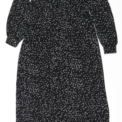 Dorothy Perkins Women’s Black Polka Dot Midi Bodycon Dress UK 14