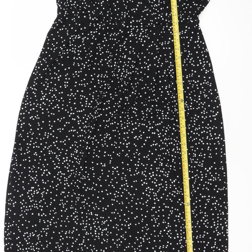 Dorothy Perkins Women’s Black Polka Dot Midi Bodycon Dress UK 14