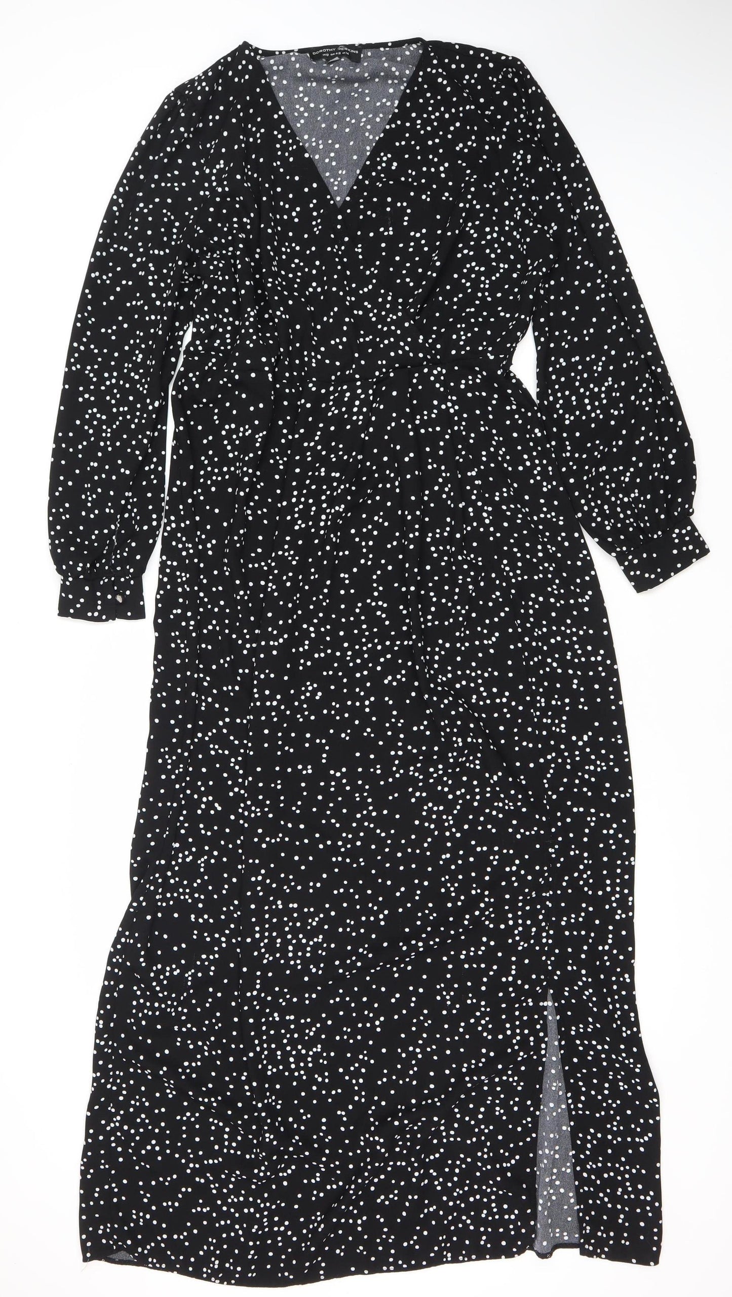 Dorothy Perkins Women’s Black Polka Dot Midi Bodycon Dress UK 14