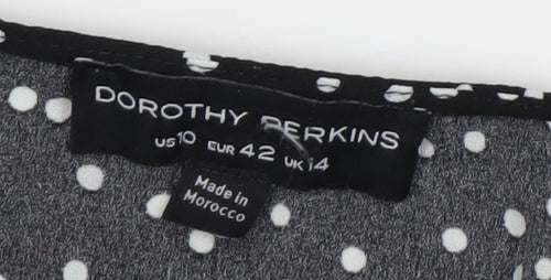 Dorothy Perkins Women’s Black Polka Dot Midi Bodycon Dress UK 14