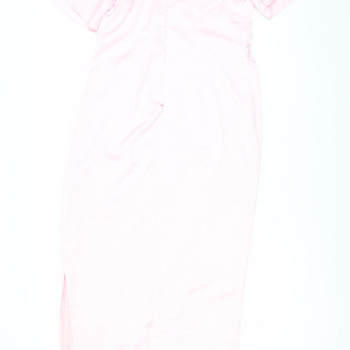 Boohoo Women’s Pink Size 14 Long Bodycon Dress Wedding Party
