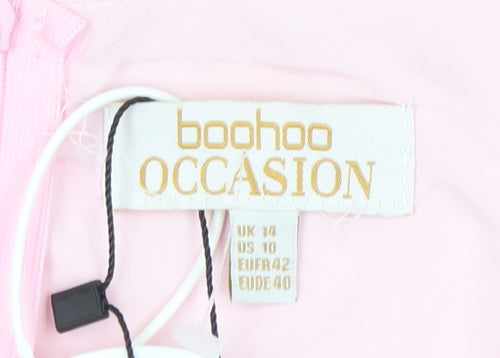 Boohoo Women’s Pink Size 14 Long Bodycon Dress Wedding Party
