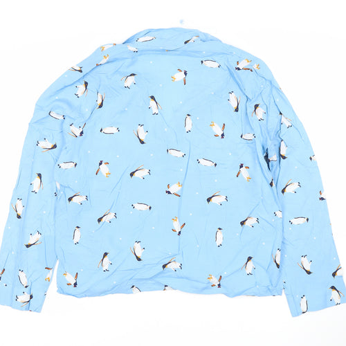 ASOS Women’s Blue Penguin Print Long Sleeve Collared Nightshirt UK 14