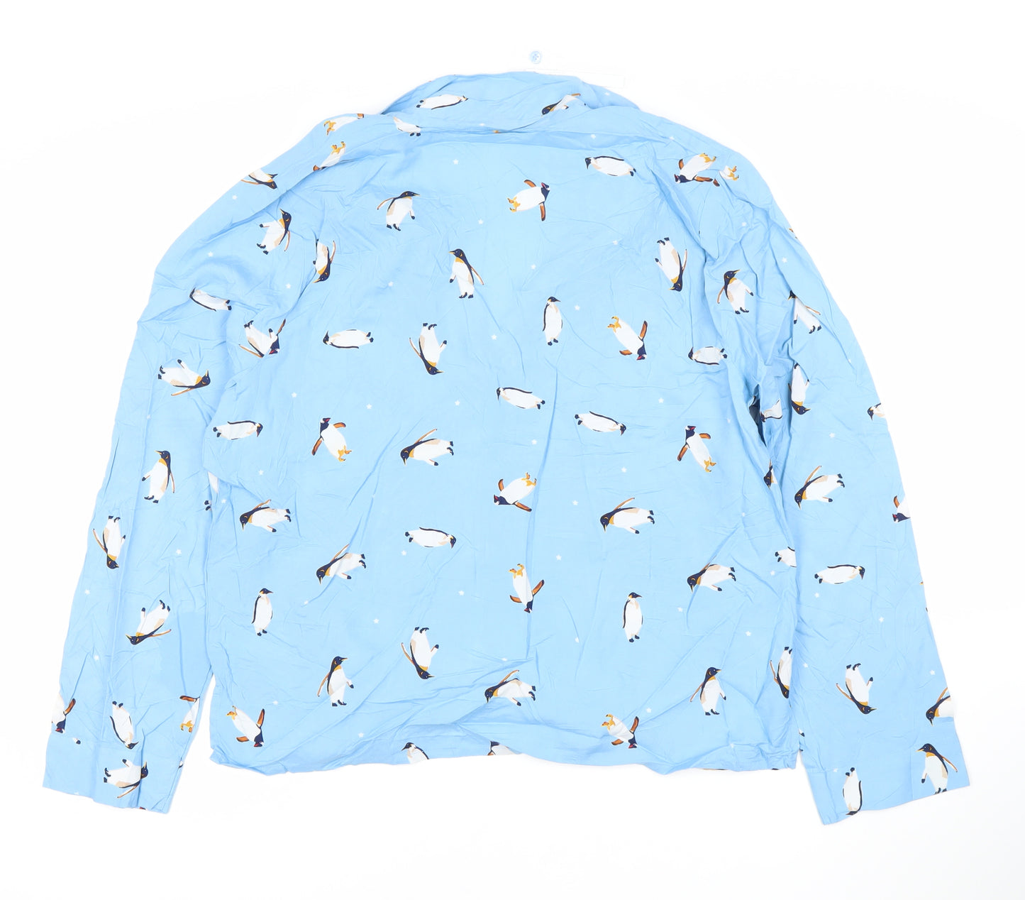ASOS Women’s Blue Penguin Print Long Sleeve Collared Nightshirt UK 14