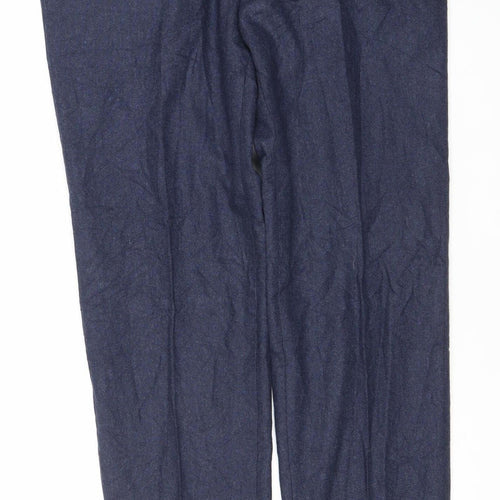 Marks and Spencer Men’s Blue Wool Blend Tailored Trousers 34W 33L