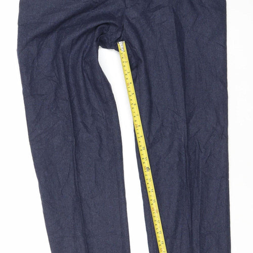 Marks and Spencer Men’s Blue Wool Blend Tailored Trousers 34W 33L
