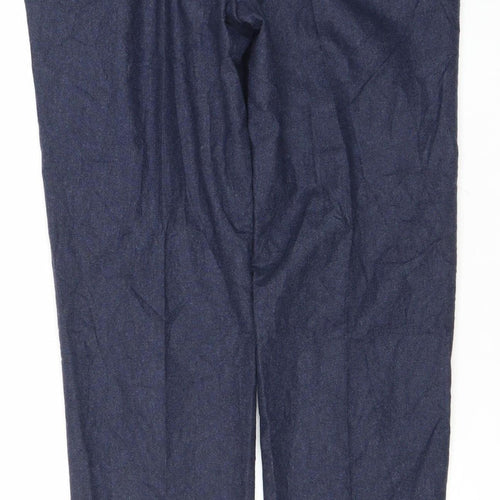 Marks and Spencer Men’s Blue Wool Blend Tailored Trousers 34W 33L