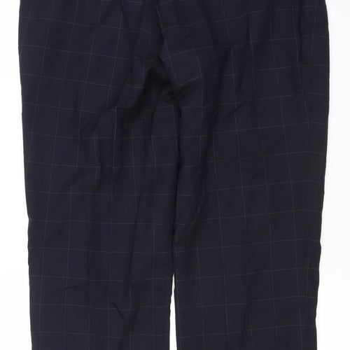 Jaeger Men's Black Check Wool Pleated Dress Pants 40in Classic Fit