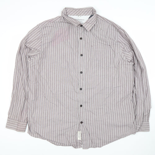 RJR John Rocha Men's Purple Striped Cotton Long Sleeve Dress Shirt XL