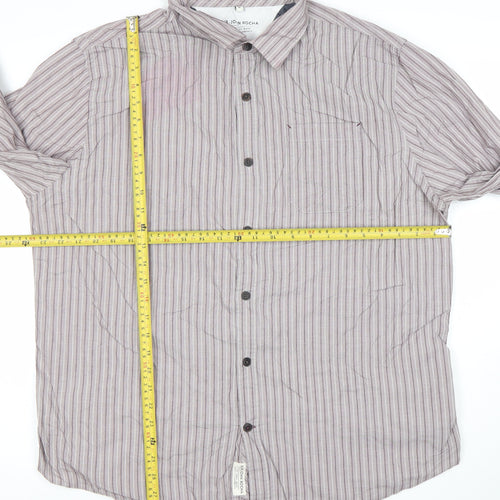 RJR John Rocha Men's Purple Striped Cotton Long Sleeve Dress Shirt XL