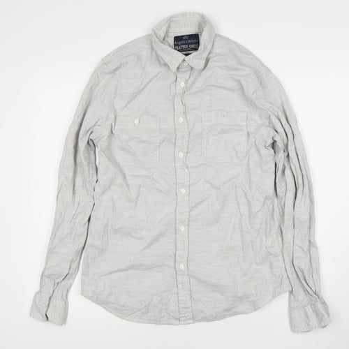 Angelo Litrico Men's Grey Slim Fit Long Sleeve Cotton Dress Shirt M