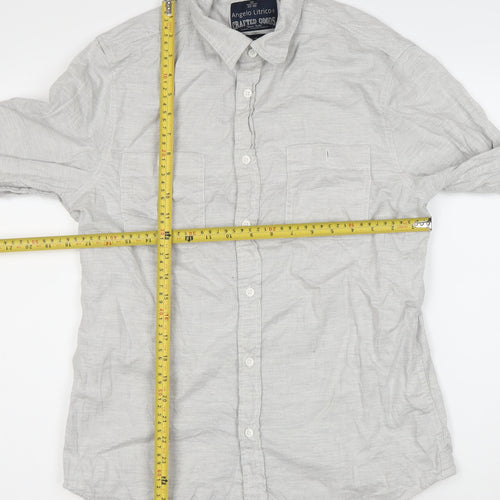 Angelo Litrico Men's Grey Slim Fit Long Sleeve Cotton Dress Shirt M