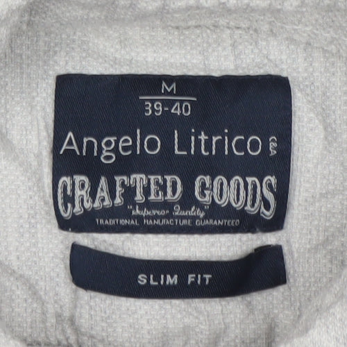 Angelo Litrico Men's Grey Slim Fit Long Sleeve Cotton Dress Shirt M