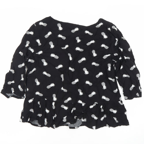 Sugarhill Women’s Black Pineapple Print Tunic Blouse Size L