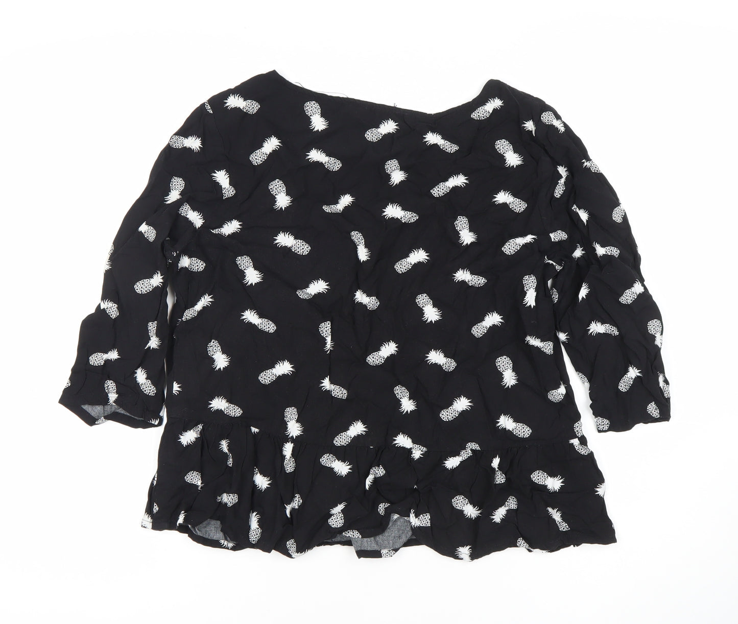 Sugarhill Women’s Black Pineapple Print Tunic Blouse Size L