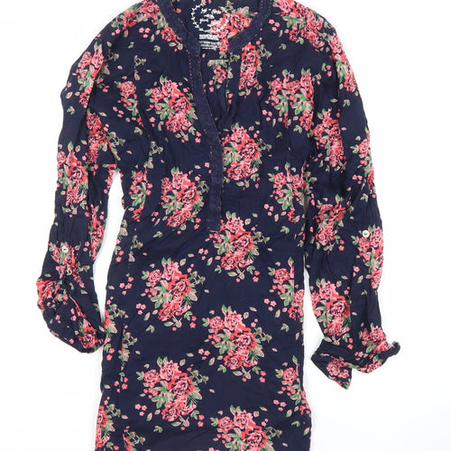 Regatta Women's Blue Floral Cotton Shirt Dress Size 14