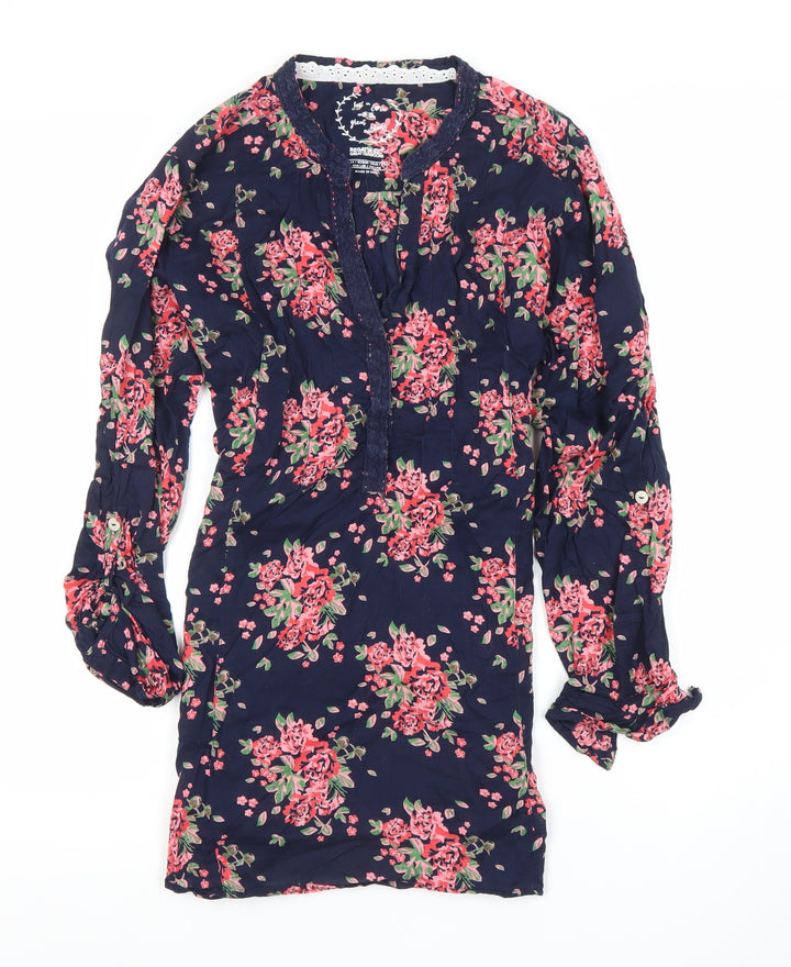 Regatta Women's Blue Floral Cotton Shirt Dress Size 14