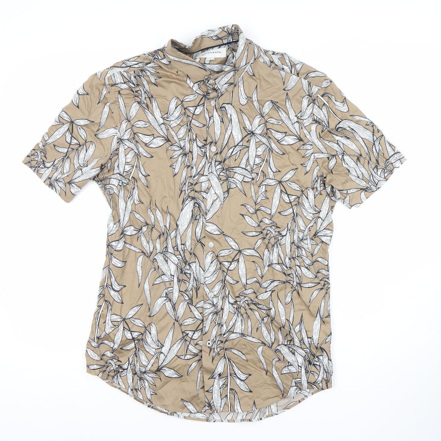 Marks and Spencer Men’s Beige Tropical Floral Short Sleeve Shirt S
