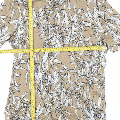 Marks and Spencer Men’s Beige Tropical Floral Short Sleeve Shirt S