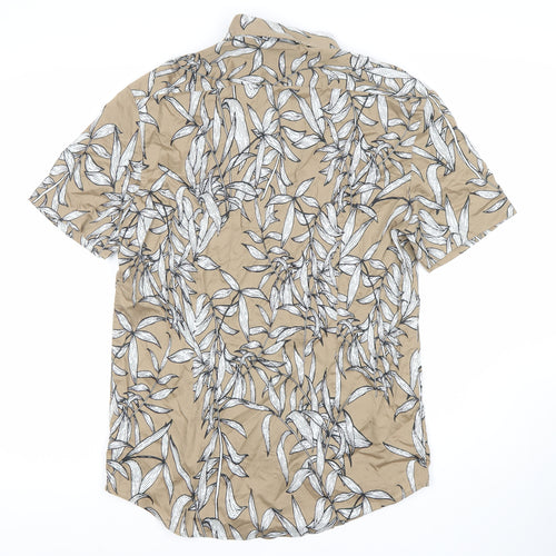 Marks and Spencer Men’s Beige Tropical Floral Short Sleeve Shirt S