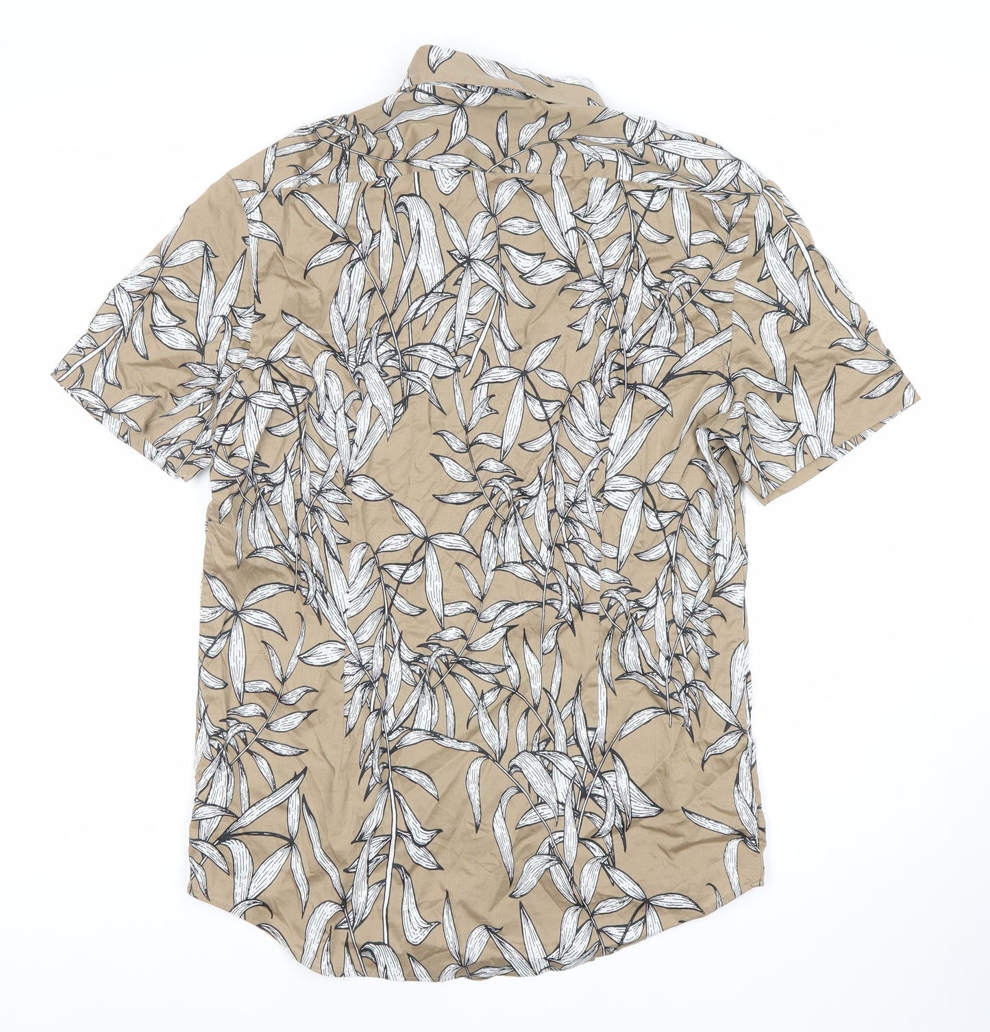 Marks and Spencer Men’s Beige Tropical Floral Short Sleeve Shirt S