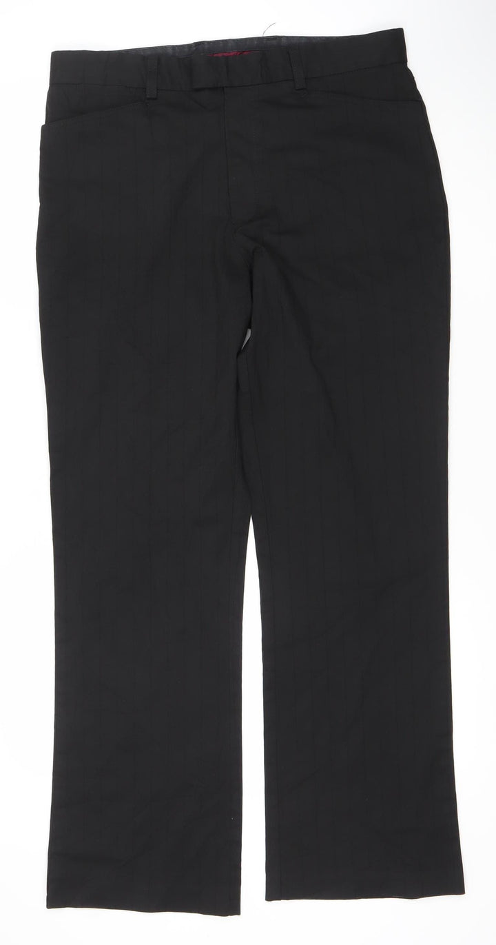 Burton Men's Black Straight Leg Business Trousers 34R Polyester Viscose