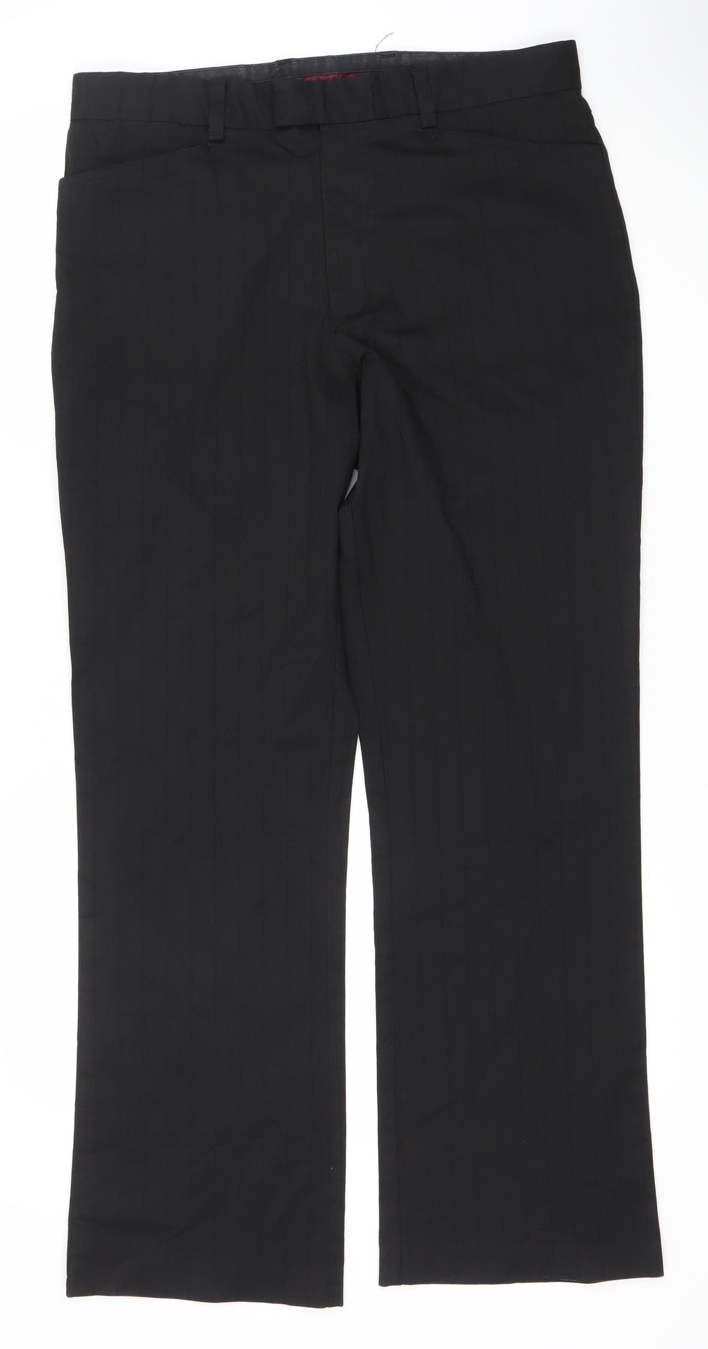 Burton Men's Black Straight Leg Business Trousers 34R Polyester Viscose