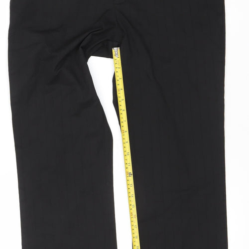 Burton Men's Black Straight Leg Business Trousers 34R Polyester Viscose