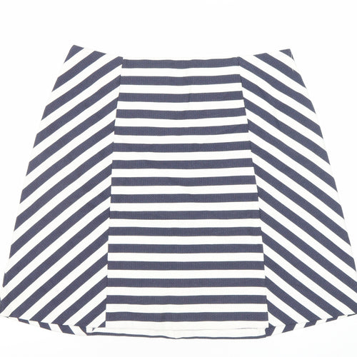 Oasis Women’s Blue White Striped A-Line Skirt Size 12 High Rise